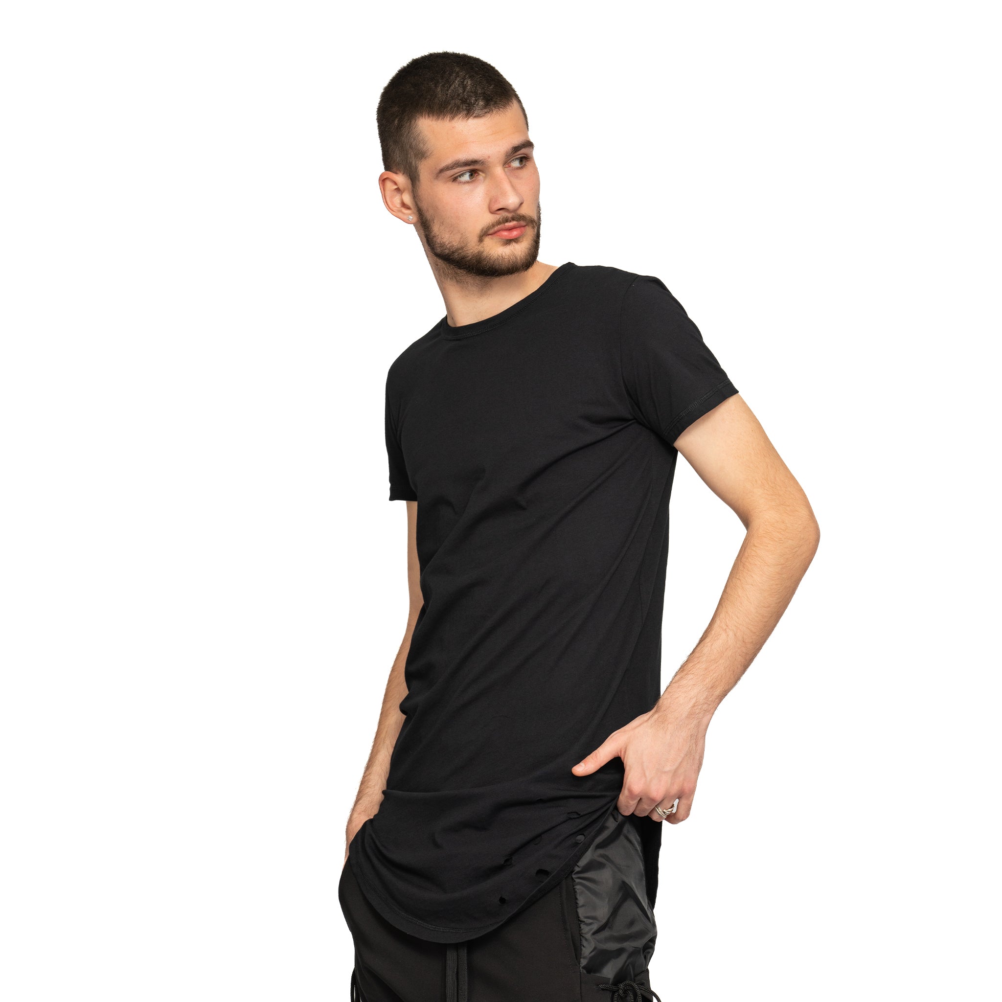 reflectss vagabond tricou barbatesc negru long line perforat