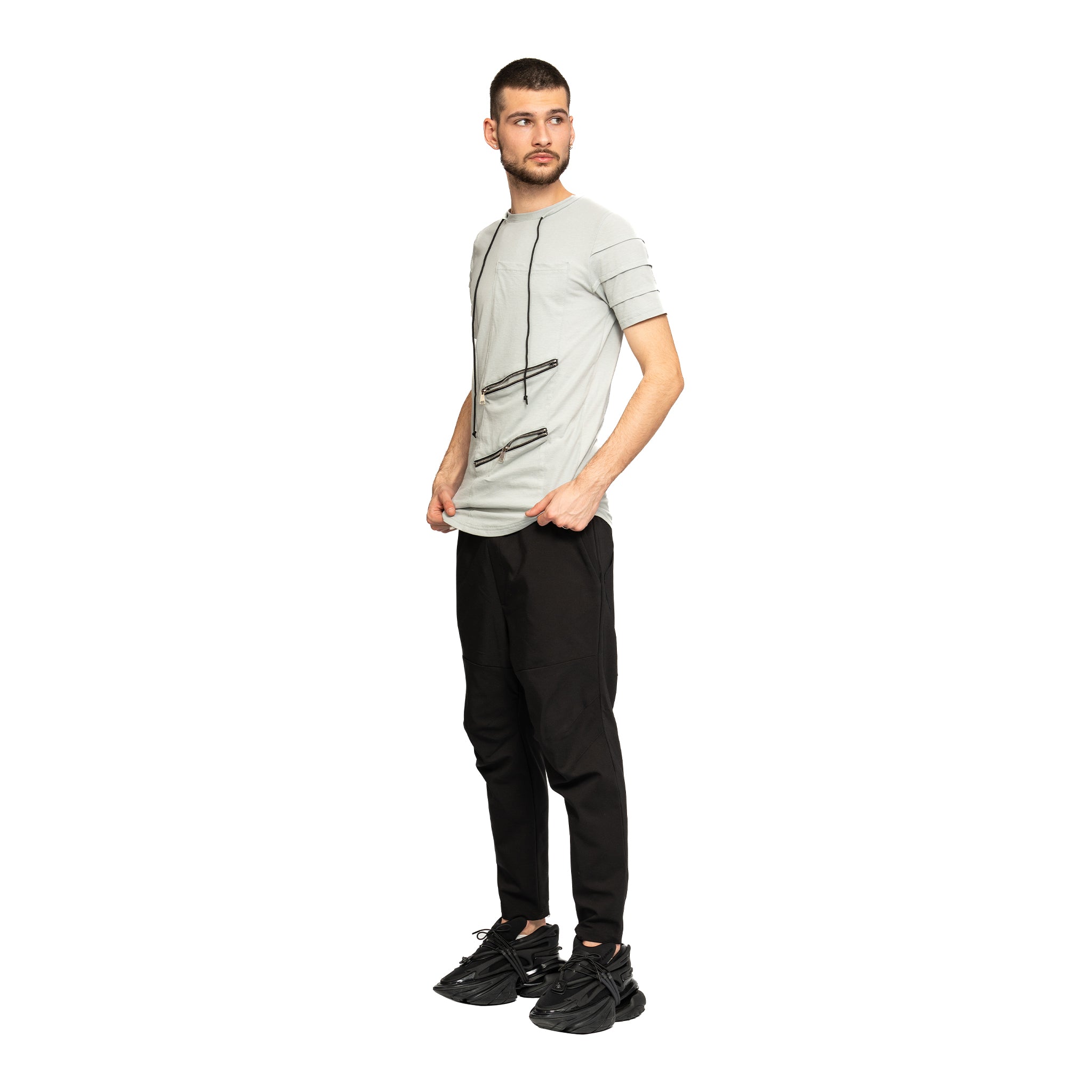 vagabond reflectss tricou cu snur si buzunare oblice cu fermoar