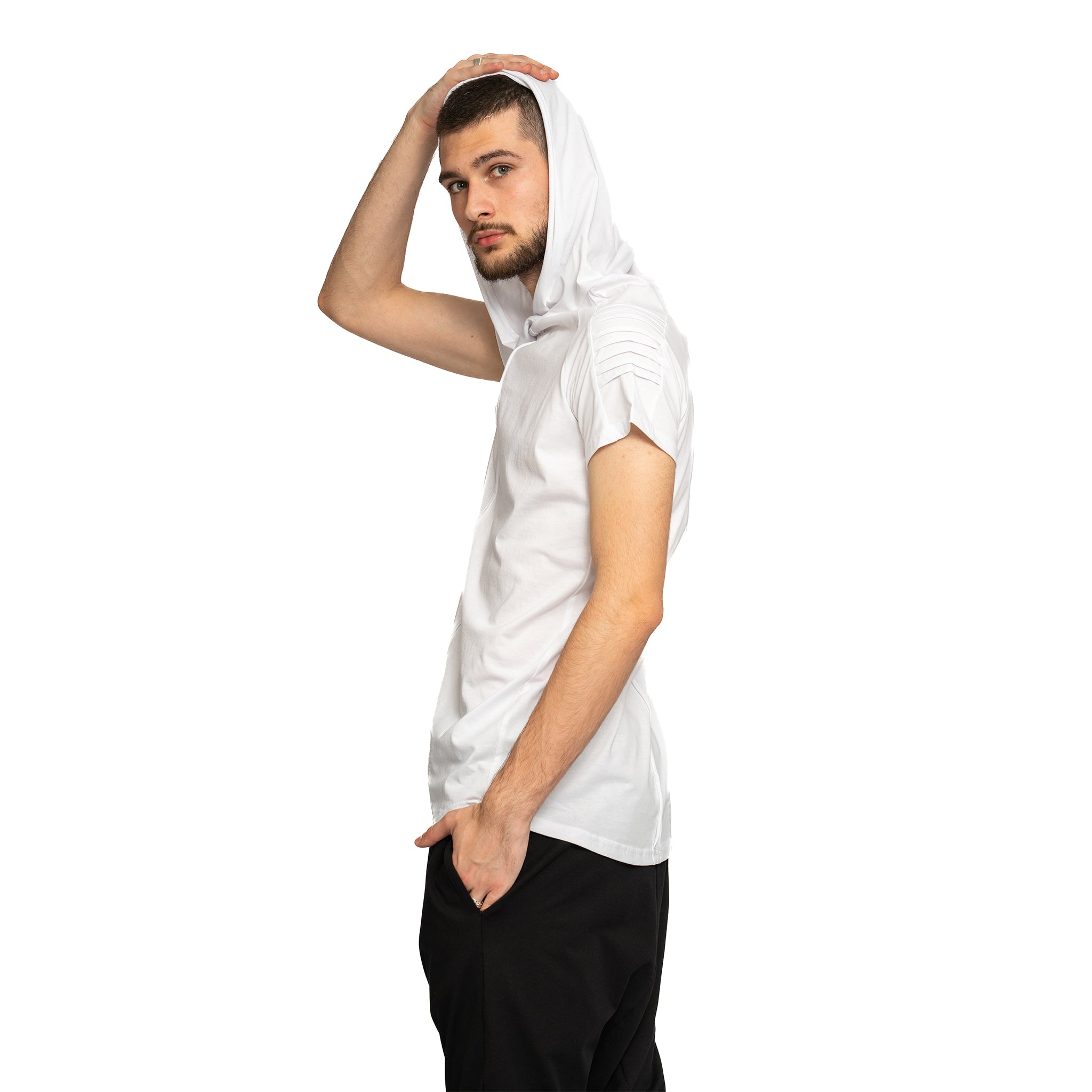 vagabond reflectss tricou alb tip hanorac cu gluga