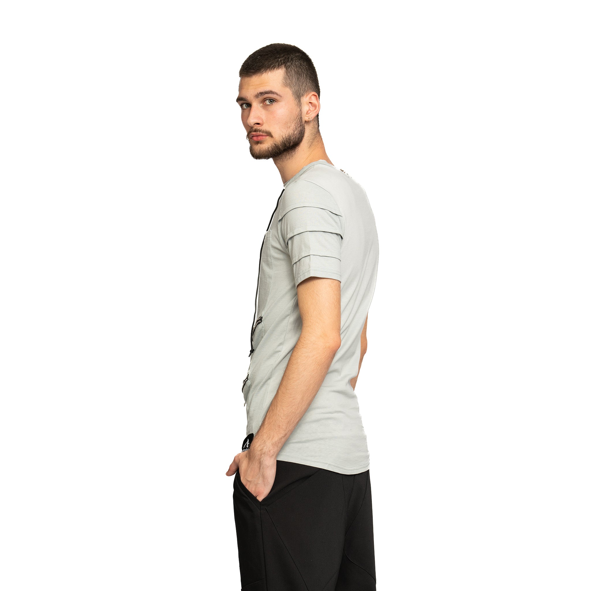 vagabond reflectss tricou cu snur si buzunare oblice cu fermoar