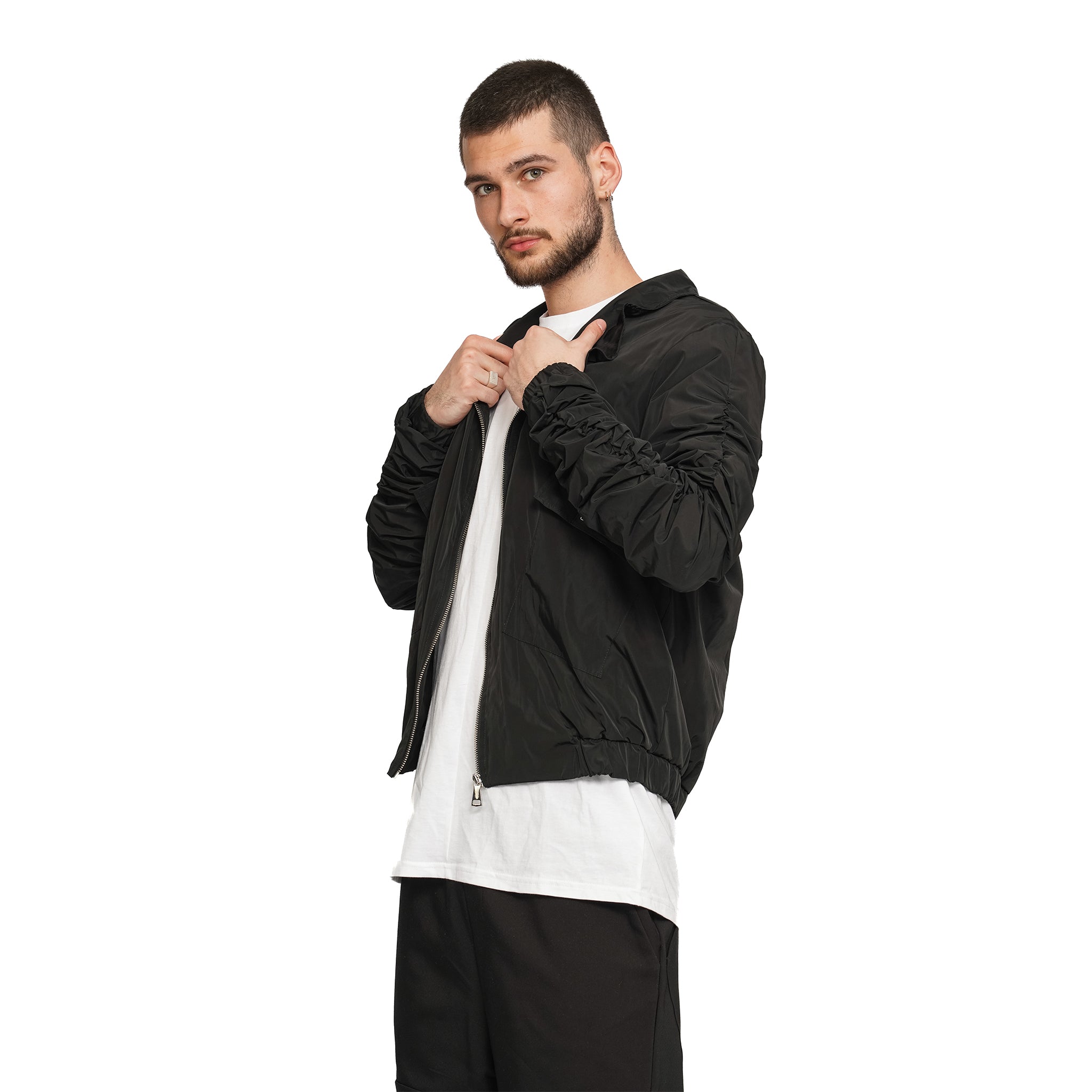vagabond reflectss asimetrix Geaca neagra decoltata cu maneci incretite G01