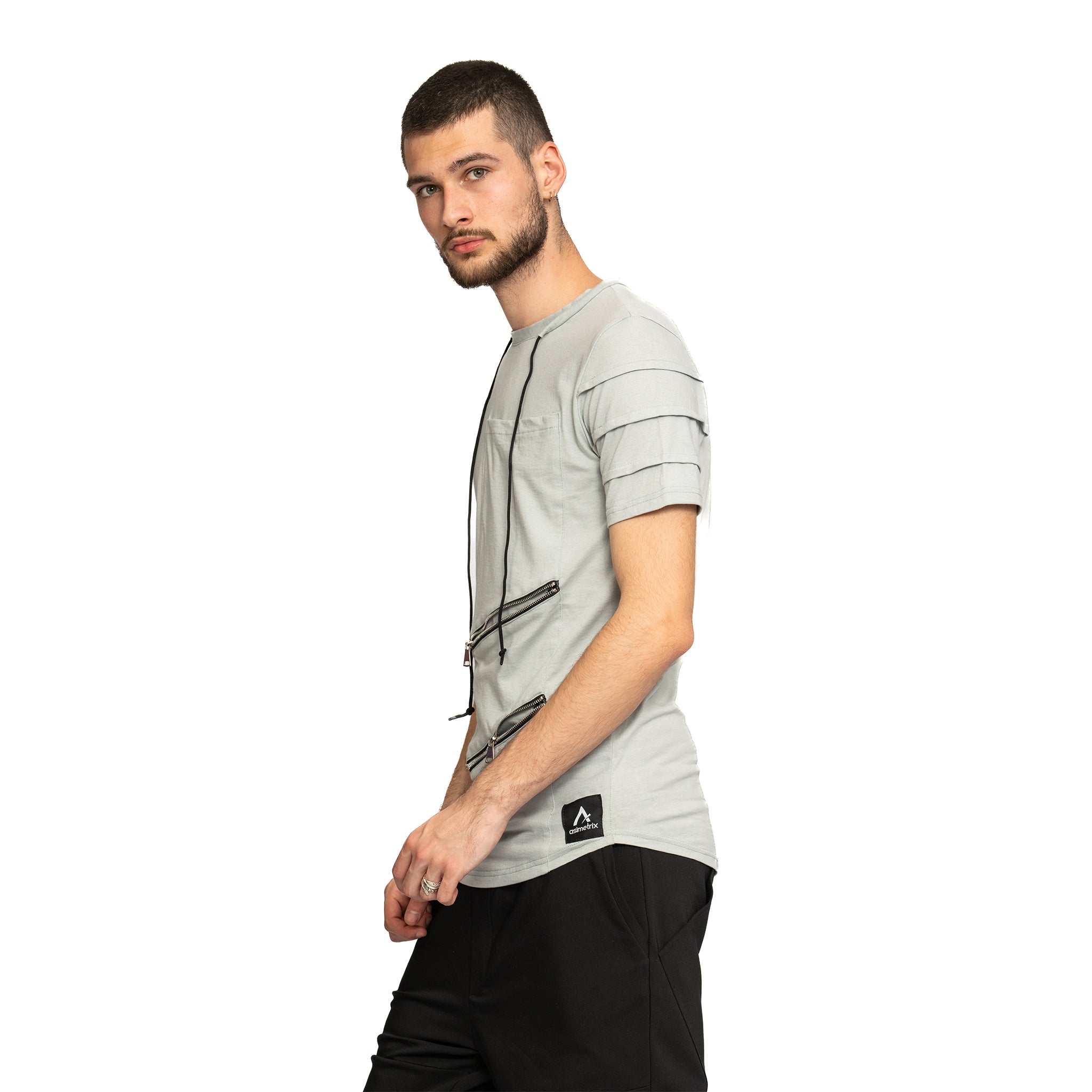 vagabond reflectss tricou cu snur si buzunare oblice cu fermoar