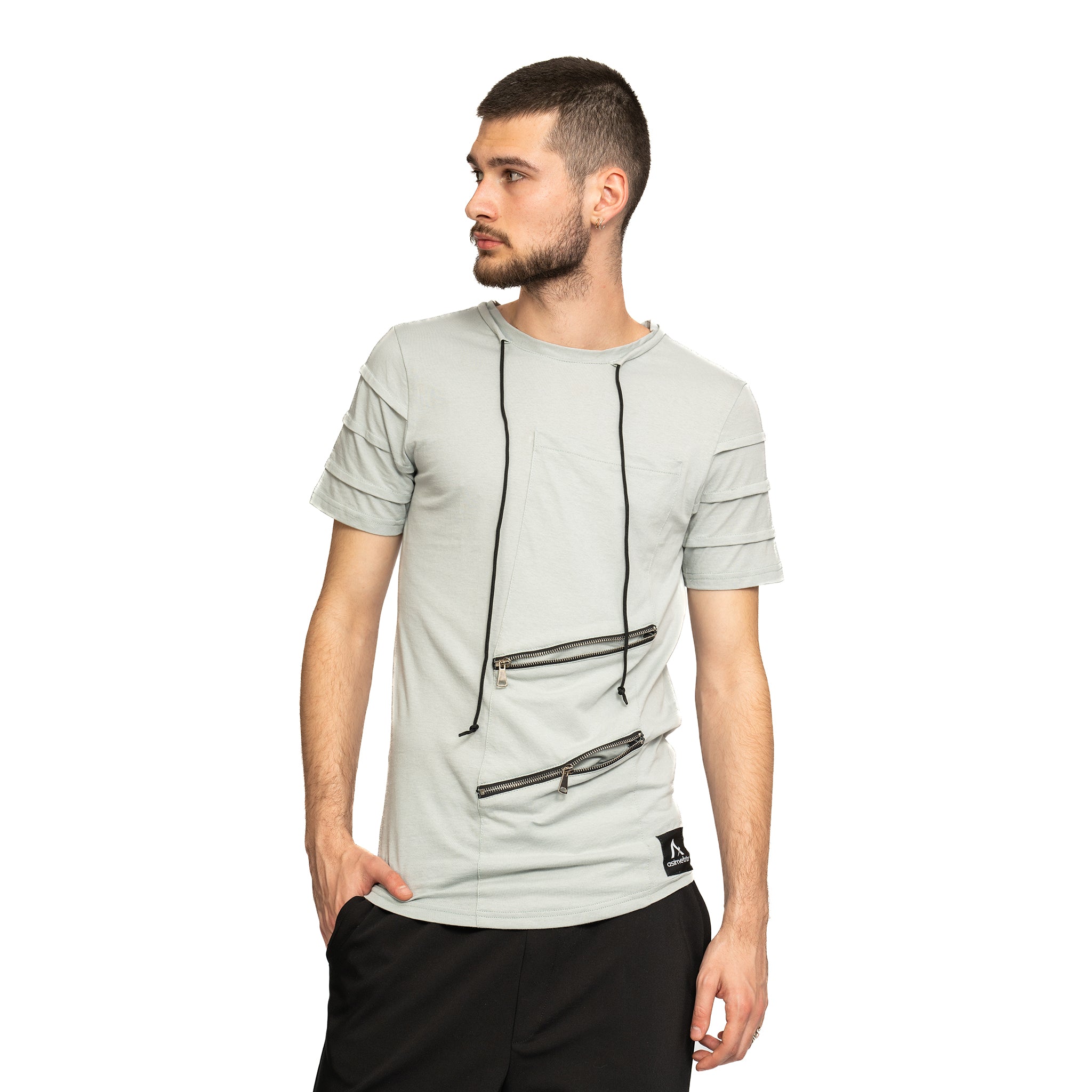 vagabond reflectss tricou cu snur si buzunare oblice cu fermoar