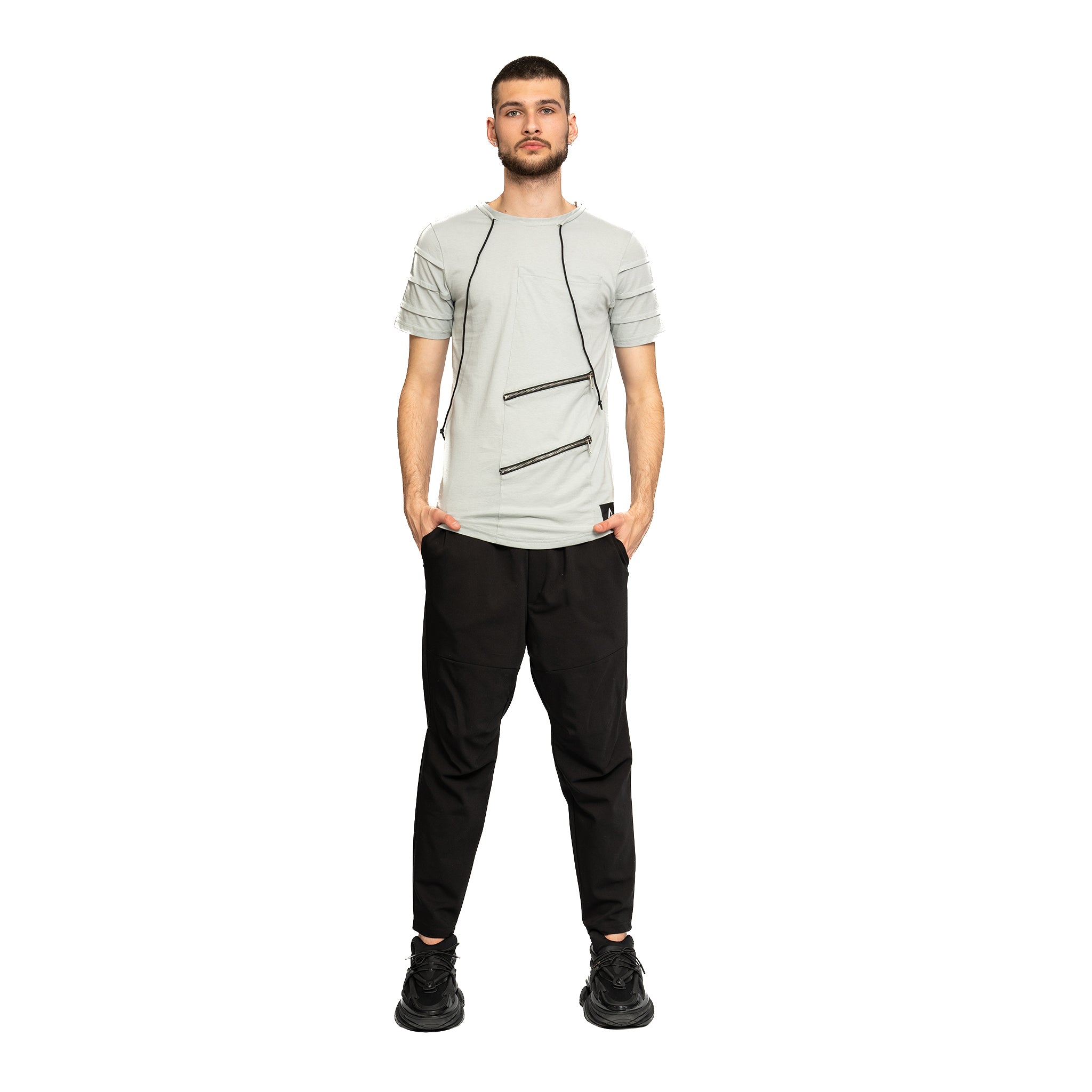 vagabond reflectss tricou cu snur si buzunare oblice cu fermoar