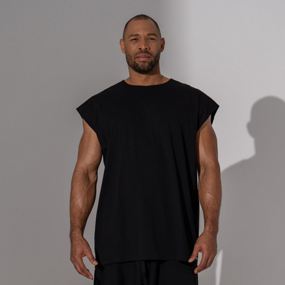 Vagabond Reflectss UFIT Asimetrix: Tricou negru oversized fara maneca