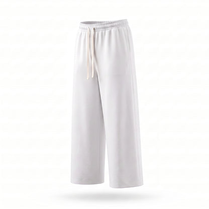 Compleu alb din bumbac cu tricou oversized cu mânecă trei sferturi și pantaloni drepți