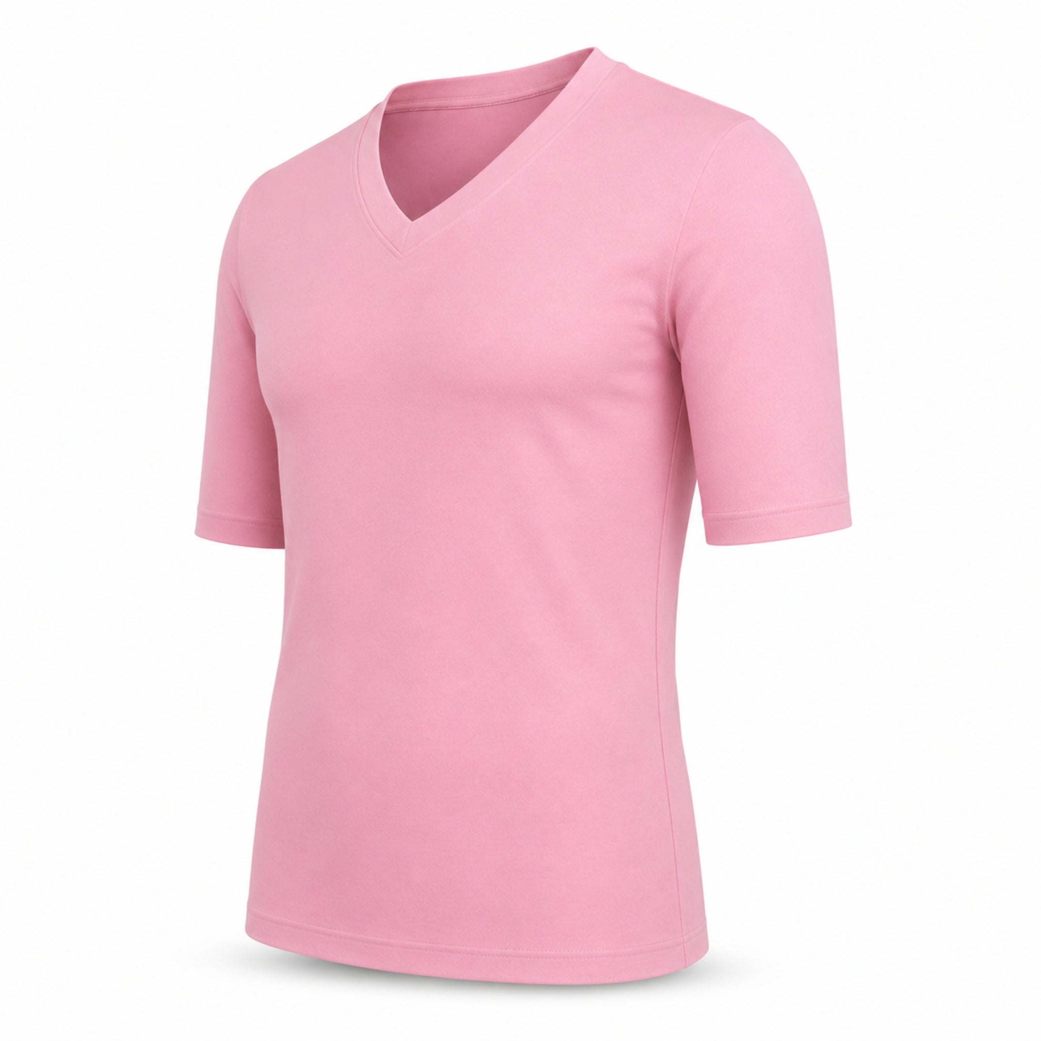 Tricou bărbați roz slim fit cu decolteu în V - Jersey Subțire, Respirabil, Calitate Premium