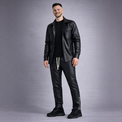 Jachetă Oversized cu buzunare din piele ecologică