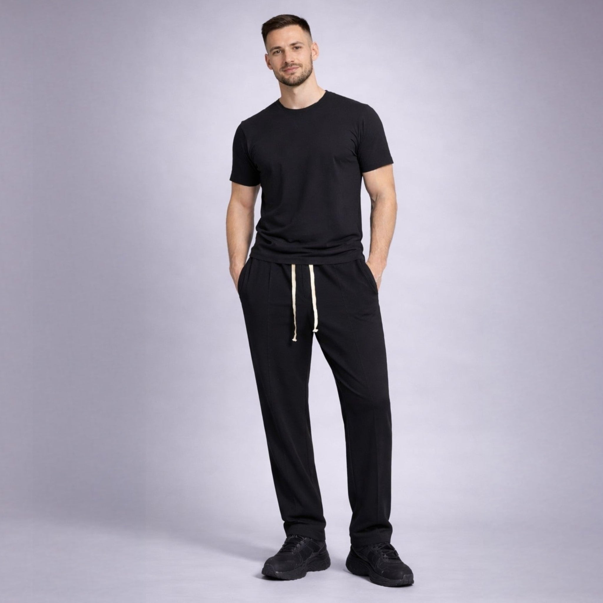 Tricou basic negru din bumbac