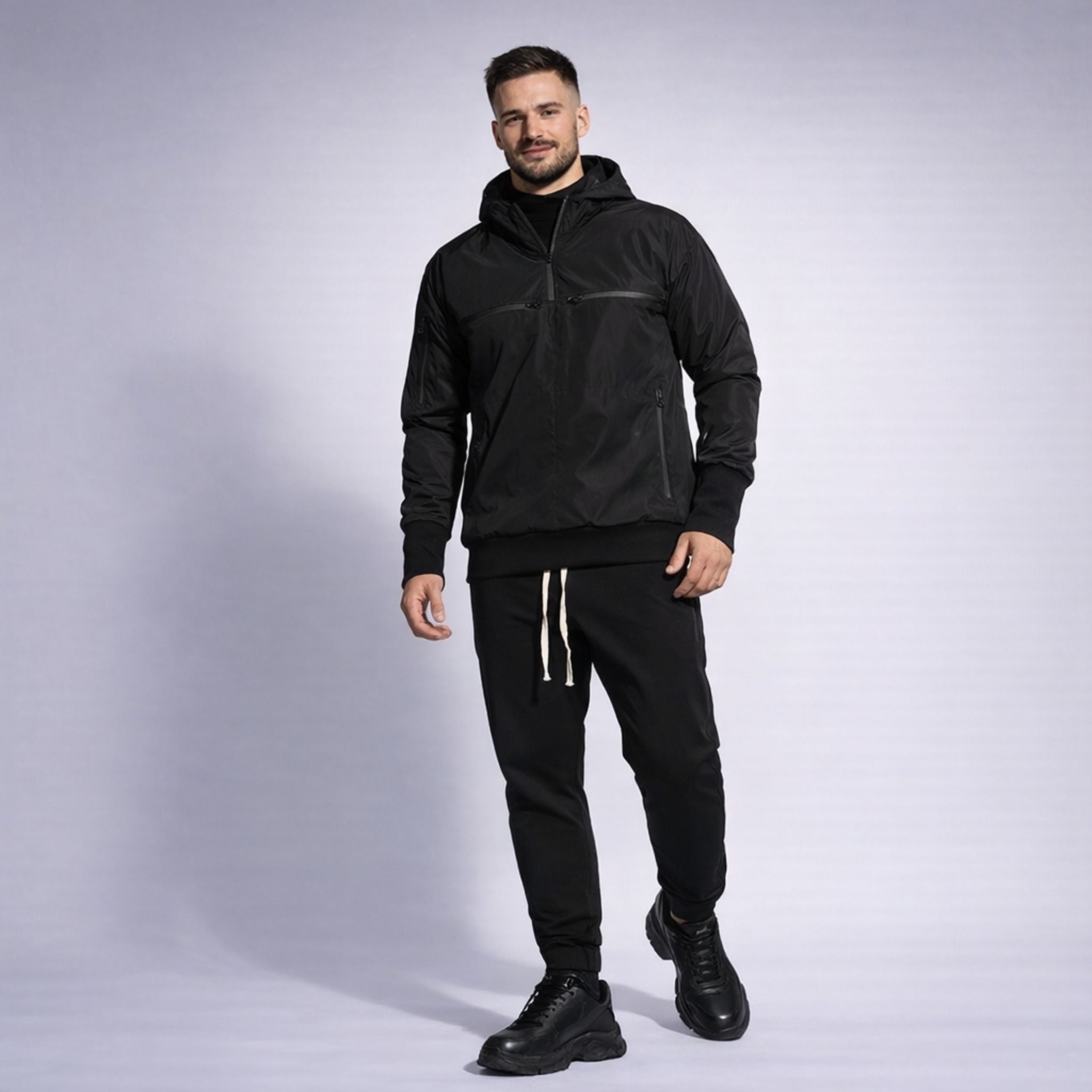 Pantaloni de trening bărbătești conici cu buzunare și fermoare impermeabile – Stil modern premium