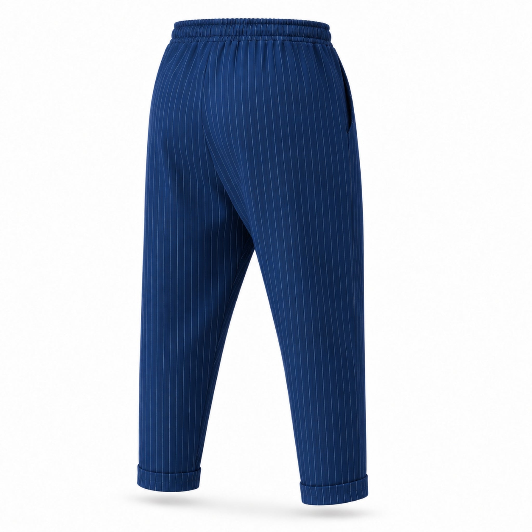 Compleu Bărbați Bleumarin cu Dungi – Cămașă Oversized și Pantaloni Lungi Casual