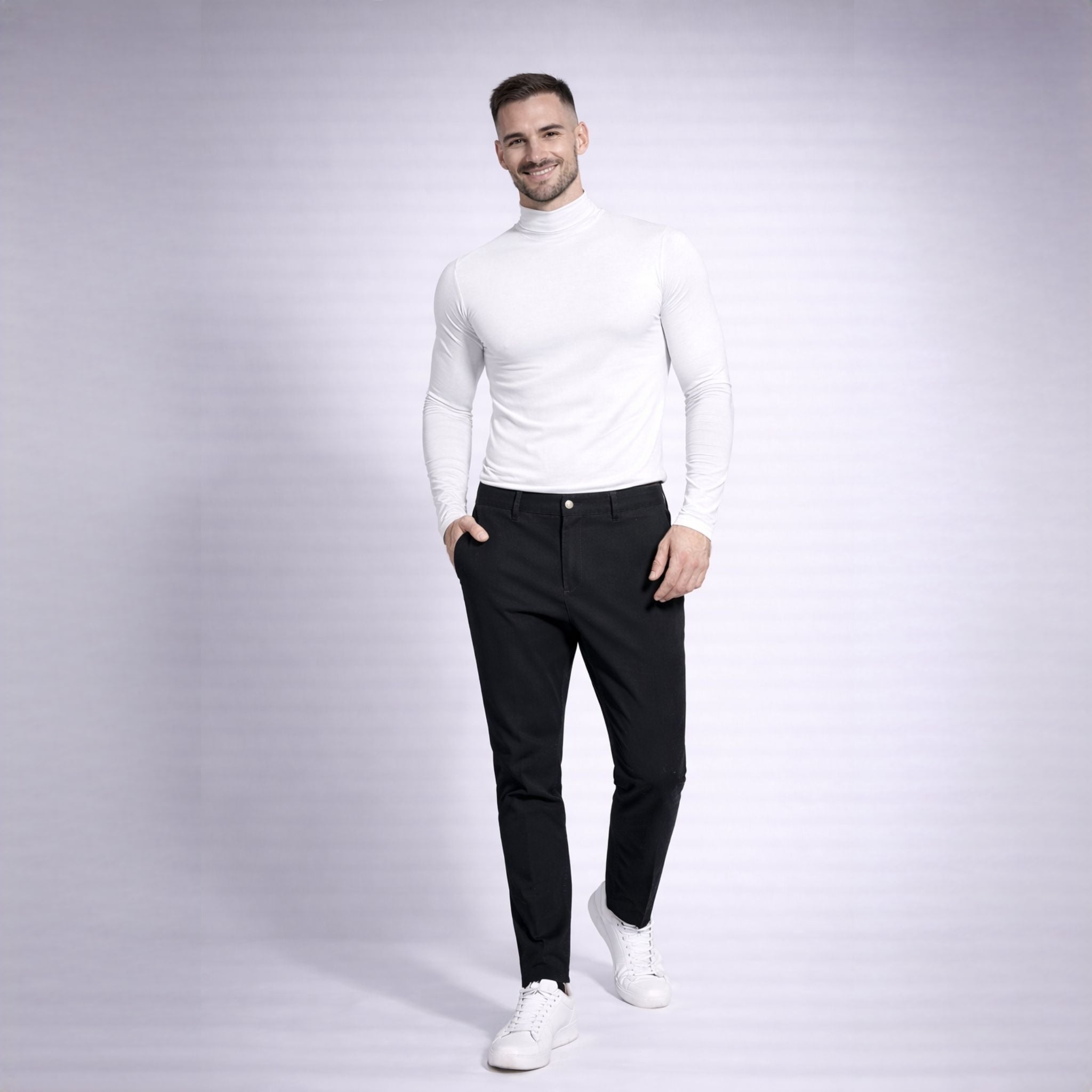 Helancă bărbătească albă – Stil clasic și confort premium