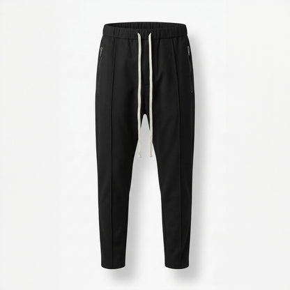 Pantaloni eleganți bărbătești cu tur și buzunare cu fermoare metalice – Stil modern și funcțional
