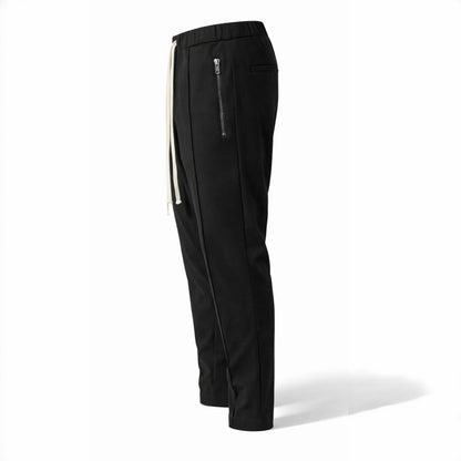 Pantaloni eleganți bărbătești cu tur și buzunare cu fermoare metalice – Stil modern și funcțional