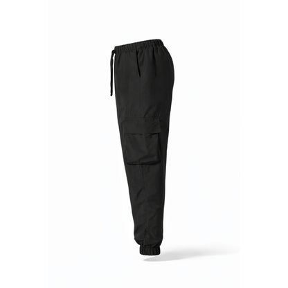Pantaloni cargo bărbătești negri din fâș cu buzunare 3D – Stil modern și funcționalitate