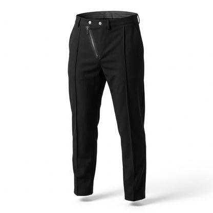 Pantaloni eleganți bărbătești cu fermoar oblic și cusătură decorativă – Stil sofisticat