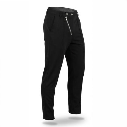 Pantaloni eleganți bărbătești cu fermoar oblic și cusătură decorativă – Stil sofisticat