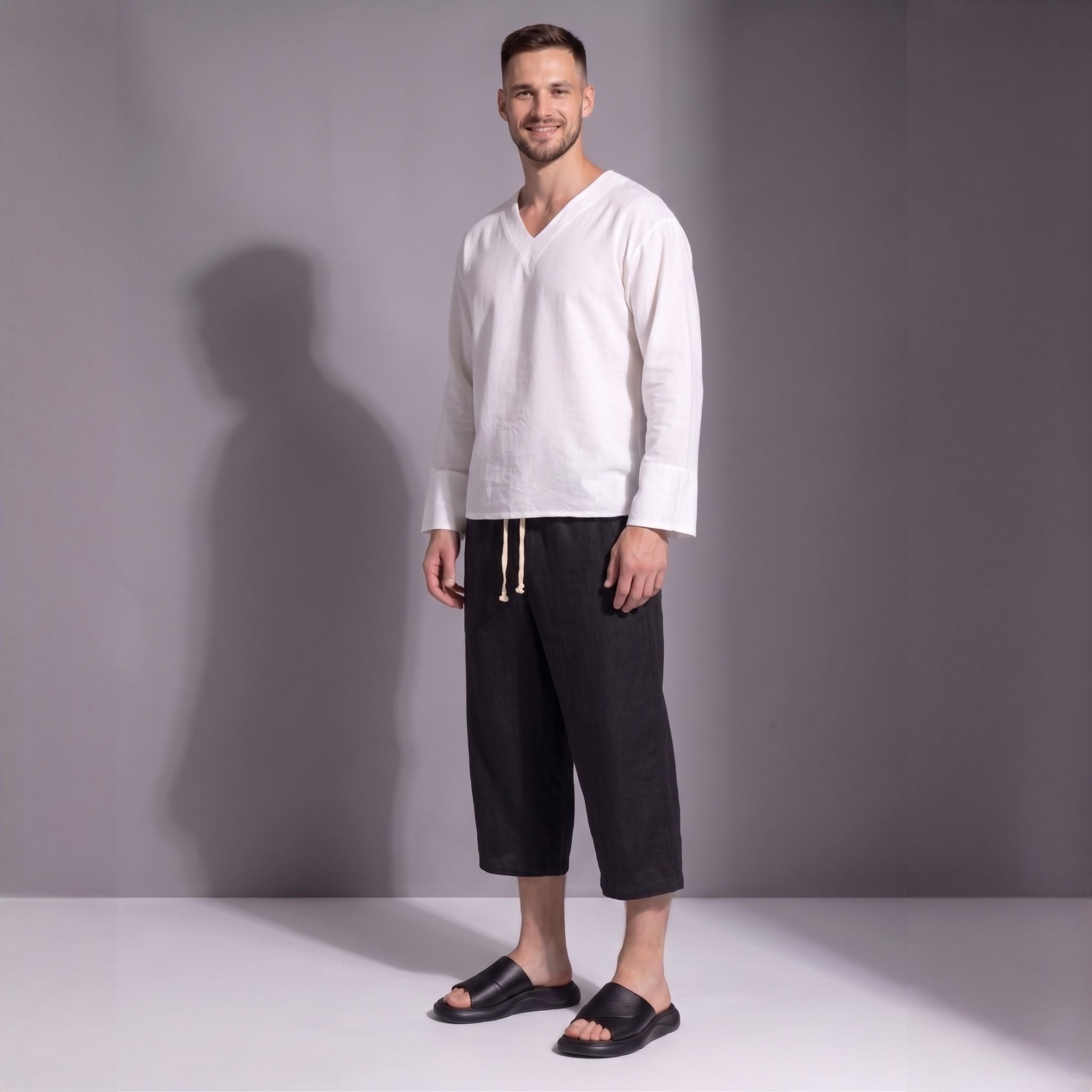 pantaloni din in barbati pantaloni negri largi pantaloni baggy in pantaloni casual barbati pantaloni designer ieftini pantaloni moderni relaxati pantaloni din in de calitate fashion barbati online pantaloni lejeri vara