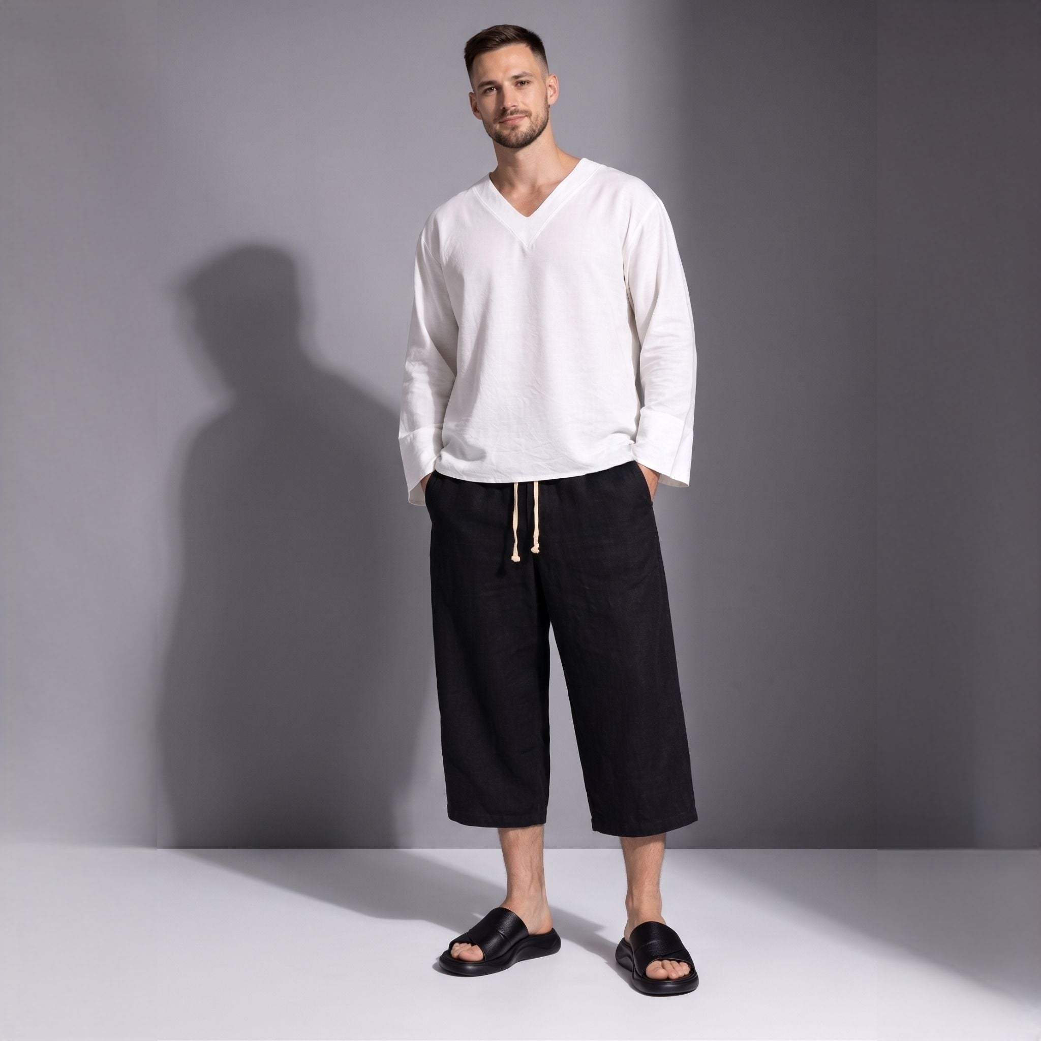 pantaloni din in barbati pantaloni negri largi pantaloni baggy in pantaloni casual barbati pantaloni designer ieftini pantaloni moderni relaxati pantaloni din in de calitate fashion barbati online pantaloni lejeri vara