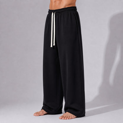 Pantaloni Bărbați Oversized Negri din Bumbac 100% – Croi Drept și Larg