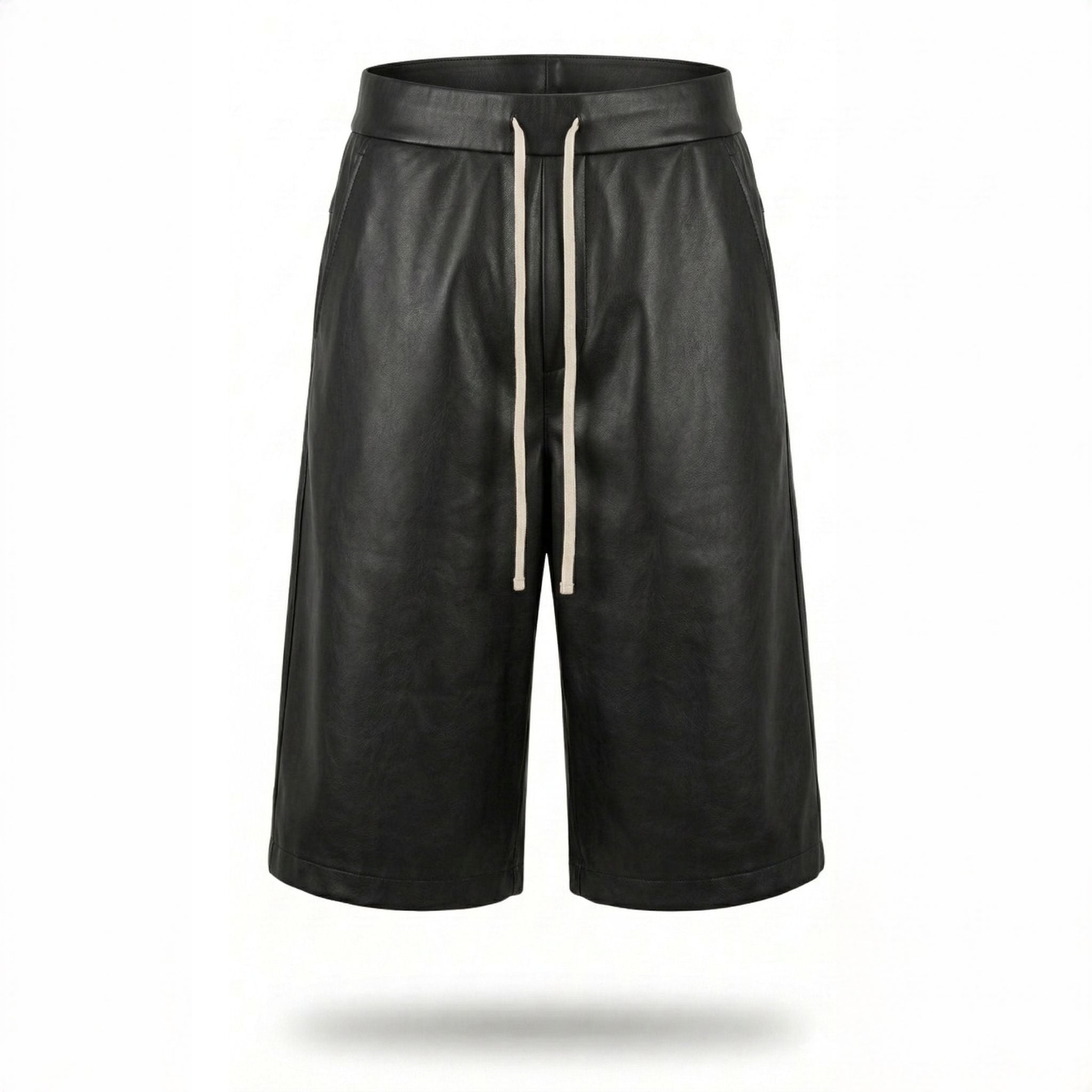 Pantaloni scurți bărbătești negru din piele ecologică – Asimetrix