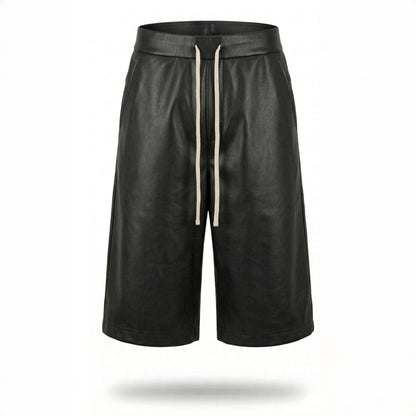 Pantaloni scurți bărbătești negru din piele ecologică – Asimetrix