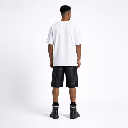 Pantaloni scurți bărbătești negru din piele ecologică – Asimetrix