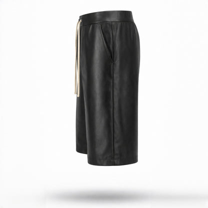 Pantaloni scurți bărbătești negru din piele ecologică – Asimetrix