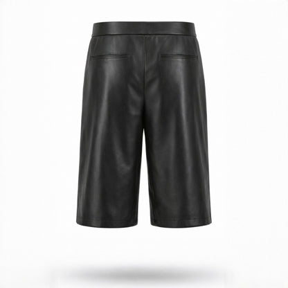 Pantaloni scurți bărbătești negru din piele ecologică – Asimetrix