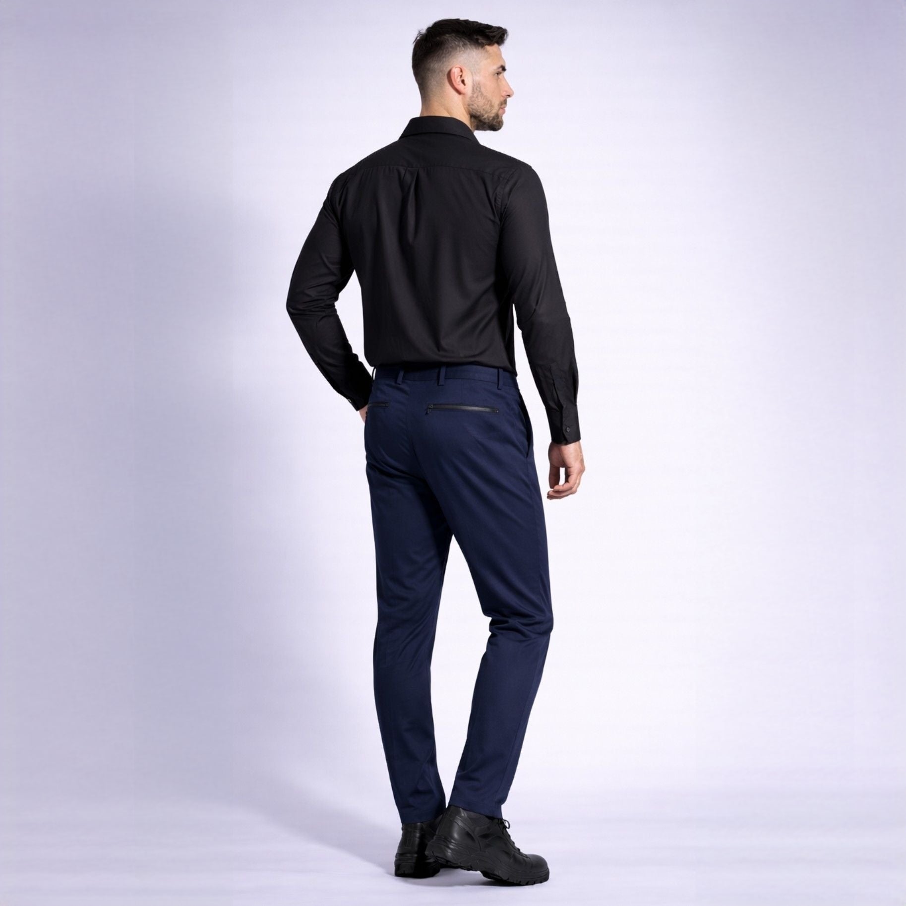 Cămașă bărbătească neagră regular fit – Eleganță și confort premium