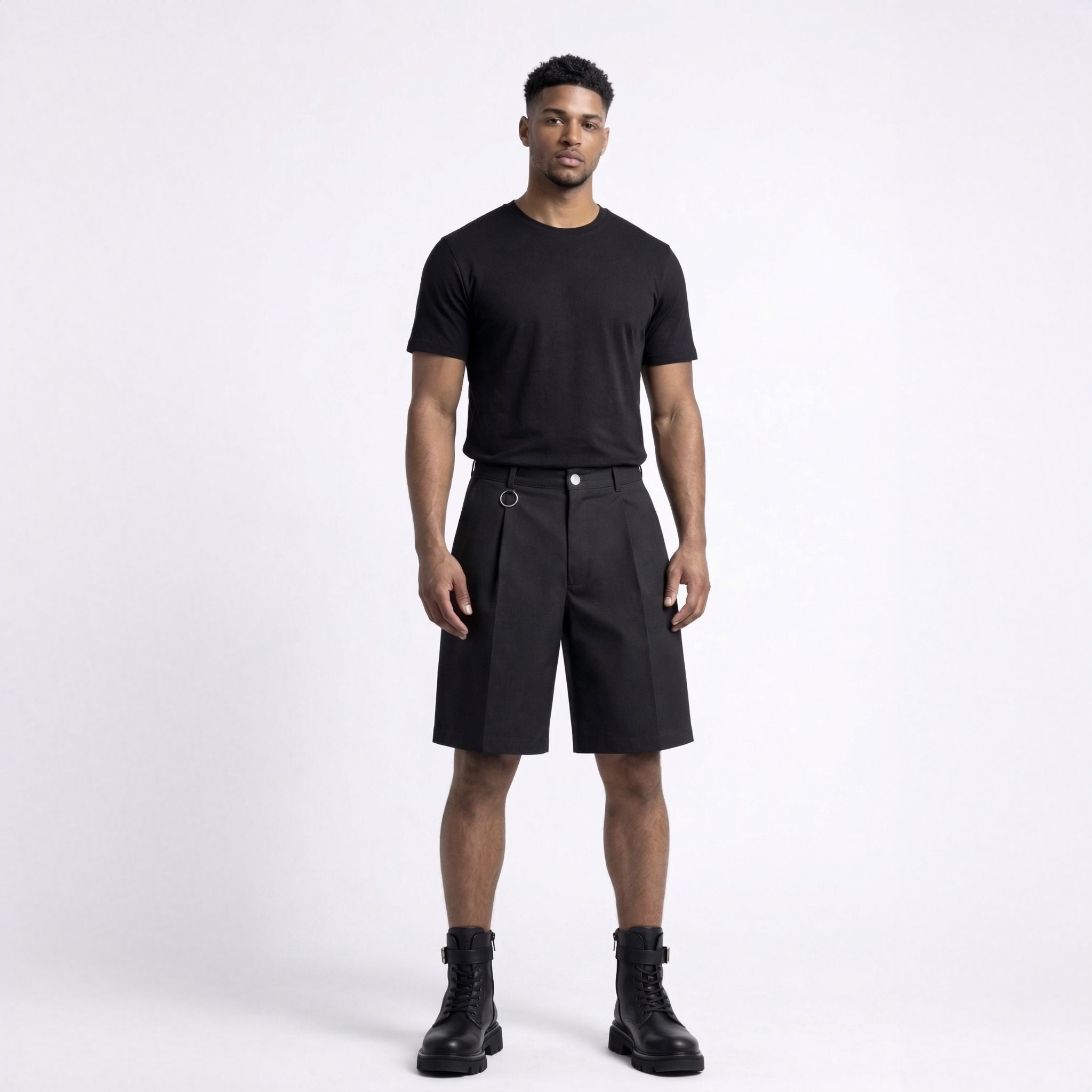 Pantaloni scurți bărbătești negru din bistretch – Asimetrix