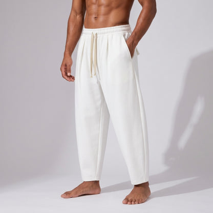 Pantaloni trening bărbați conici tip balon – design oversized, alb