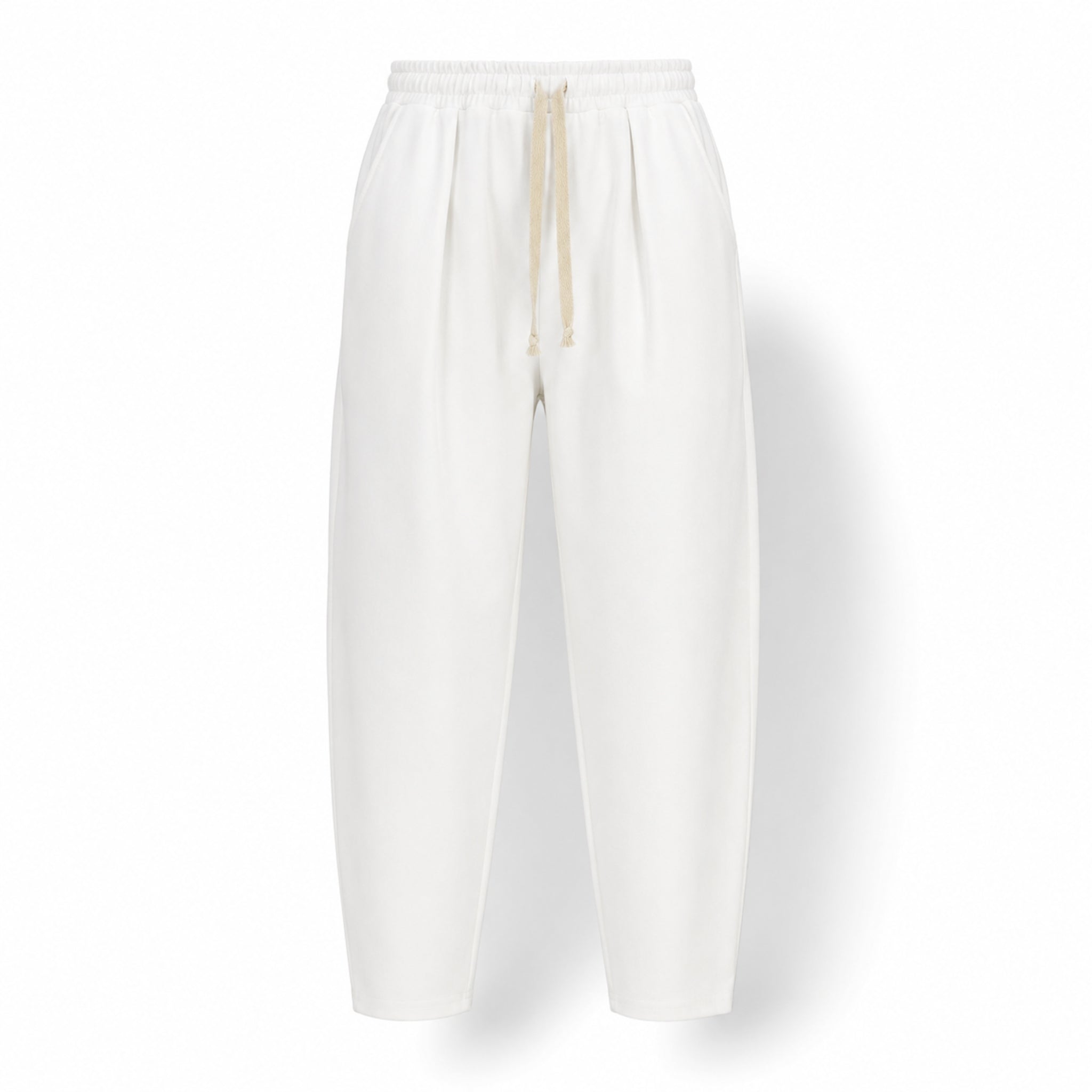Pantaloni trening bărbați conici tip balon – design oversized, alb