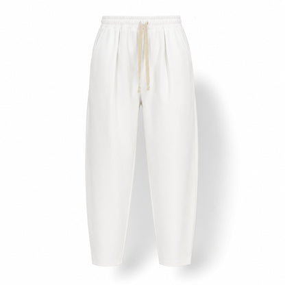 Pantaloni trening bărbați conici tip balon – design oversized, alb