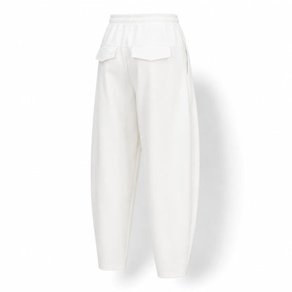 Pantaloni trening bărbați conici tip balon – design oversized, alb