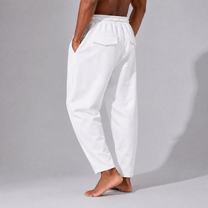 Pantaloni trening bărbați conici tip balon – design oversized, alb
