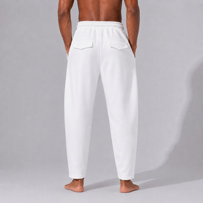 Pantaloni trening bărbați conici tip balon – design oversized, alb