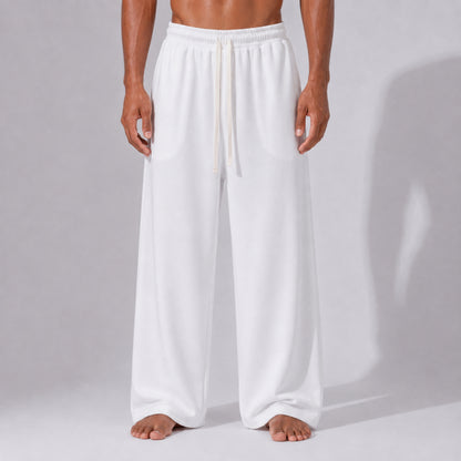 Pantaloni Bărbați Oversized Albi din Bumbac 100% – Croi Drept și Larg