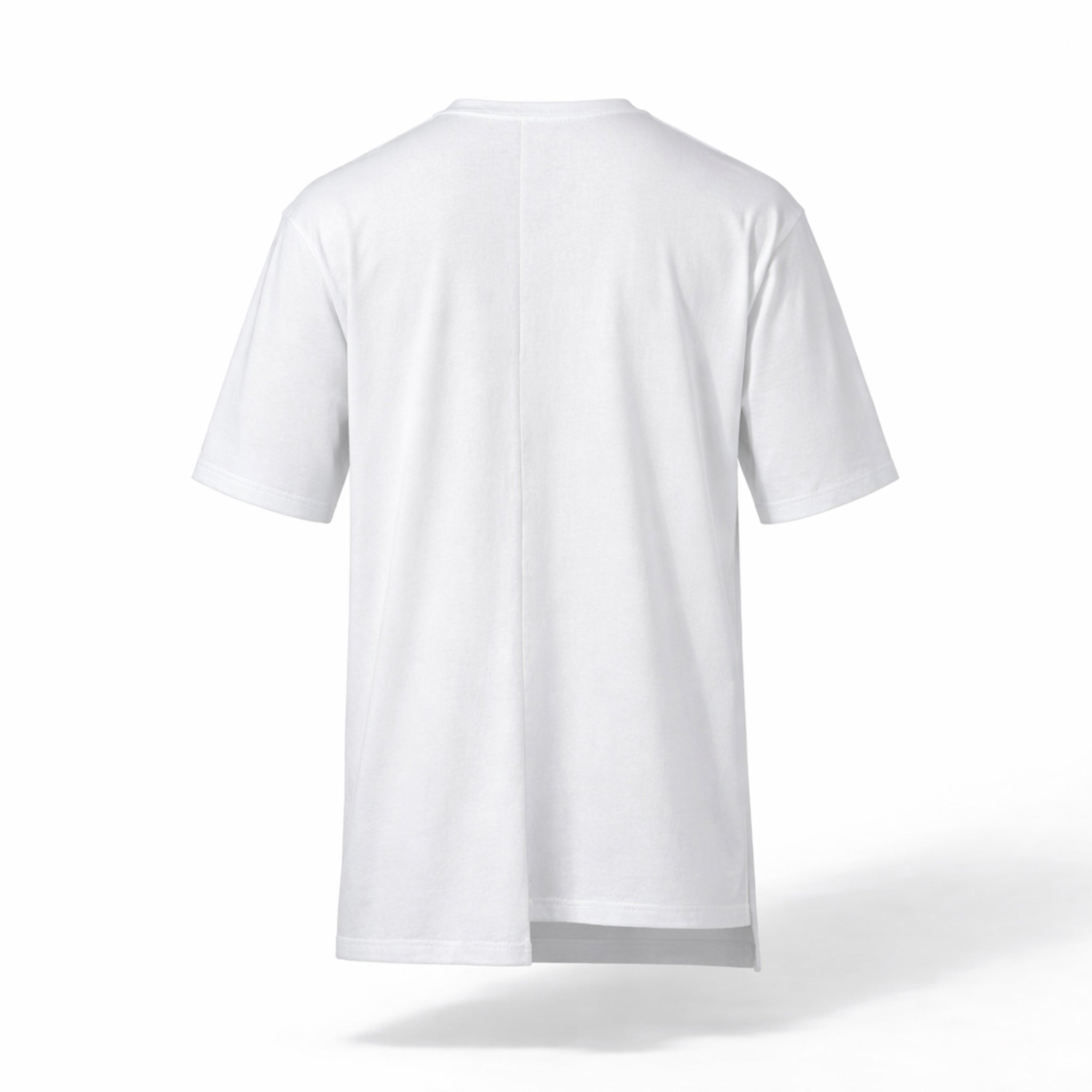 Tricou alb supradimensionat asimetric cu buzunar din plasa