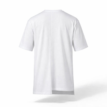 Tricou alb supradimensionat asimetric cu buzunar din plasa