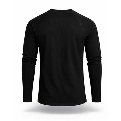 Tricou negru asimetric cu maneca lunga si cusaturi decorative