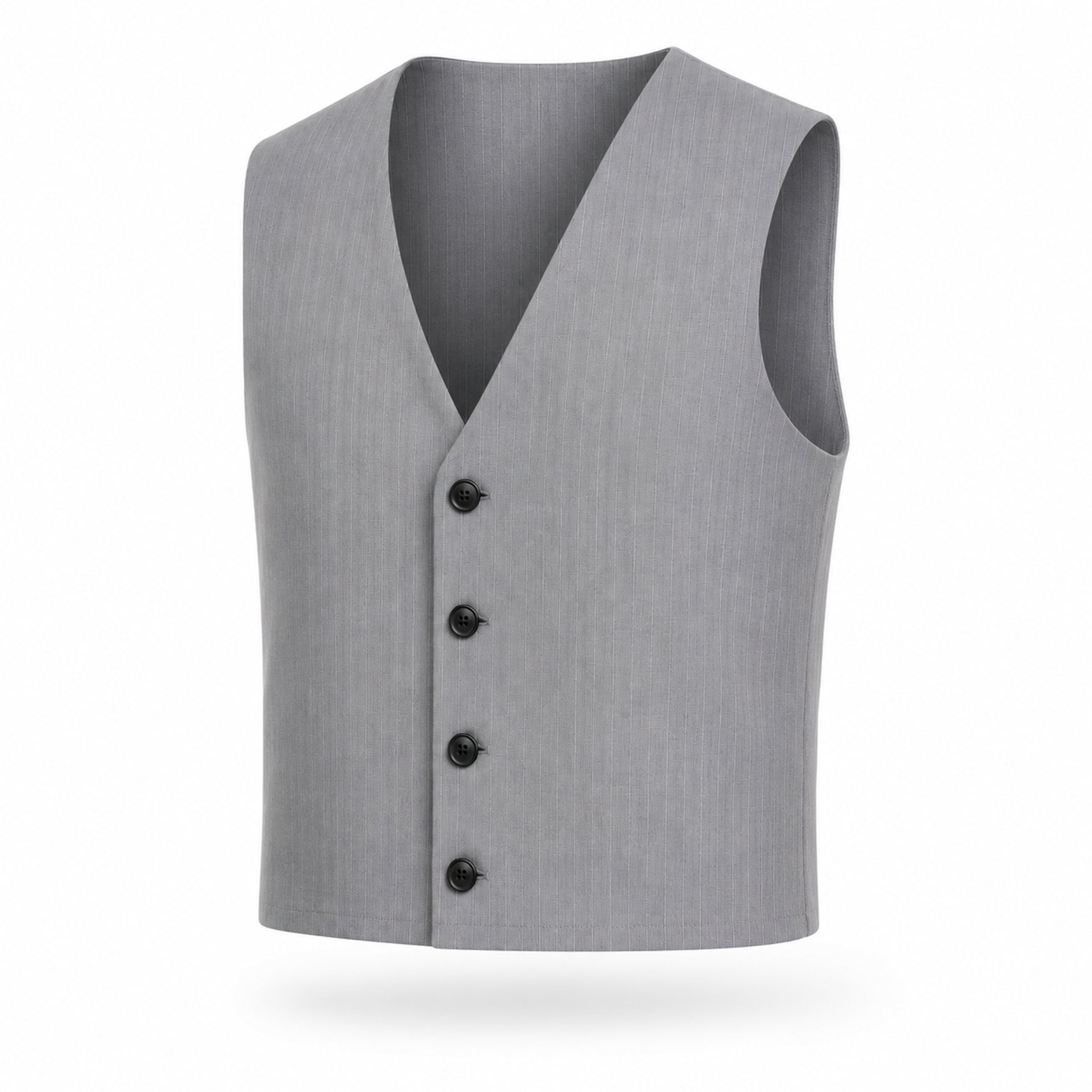 PRECOMANDA CU TERMEN DE LIVRARE 10 ZILE! Compleu bărbați de vară gri, cu vestă și pantaloni scurți cu tur lăsat – material respirabil
