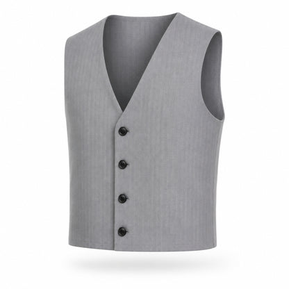 PRECOMANDA CU TERMEN DE LIVRARE 10 ZILE! Compleu bărbați de vară gri, cu vestă și pantaloni scurți cu tur lăsat – material respirabil
