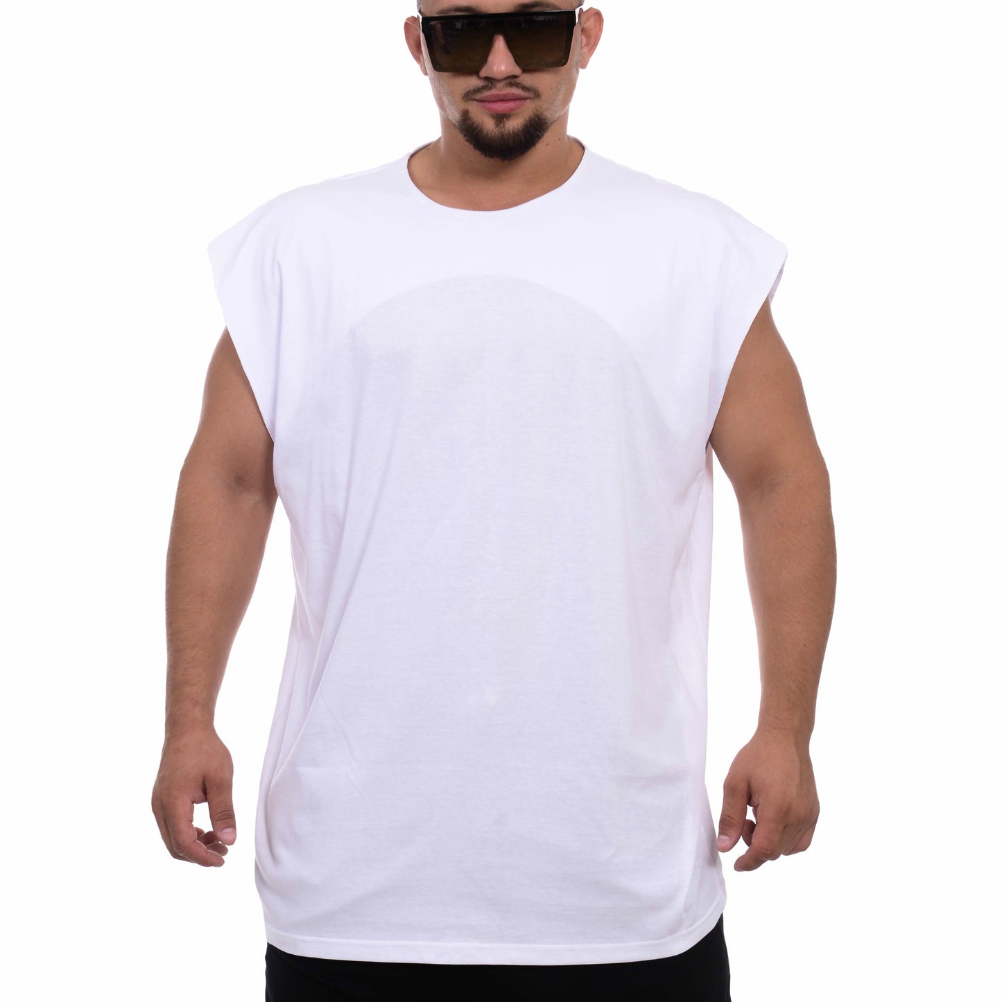 Tricou alb oversized fara maneca vagabond reflectss asimetrix