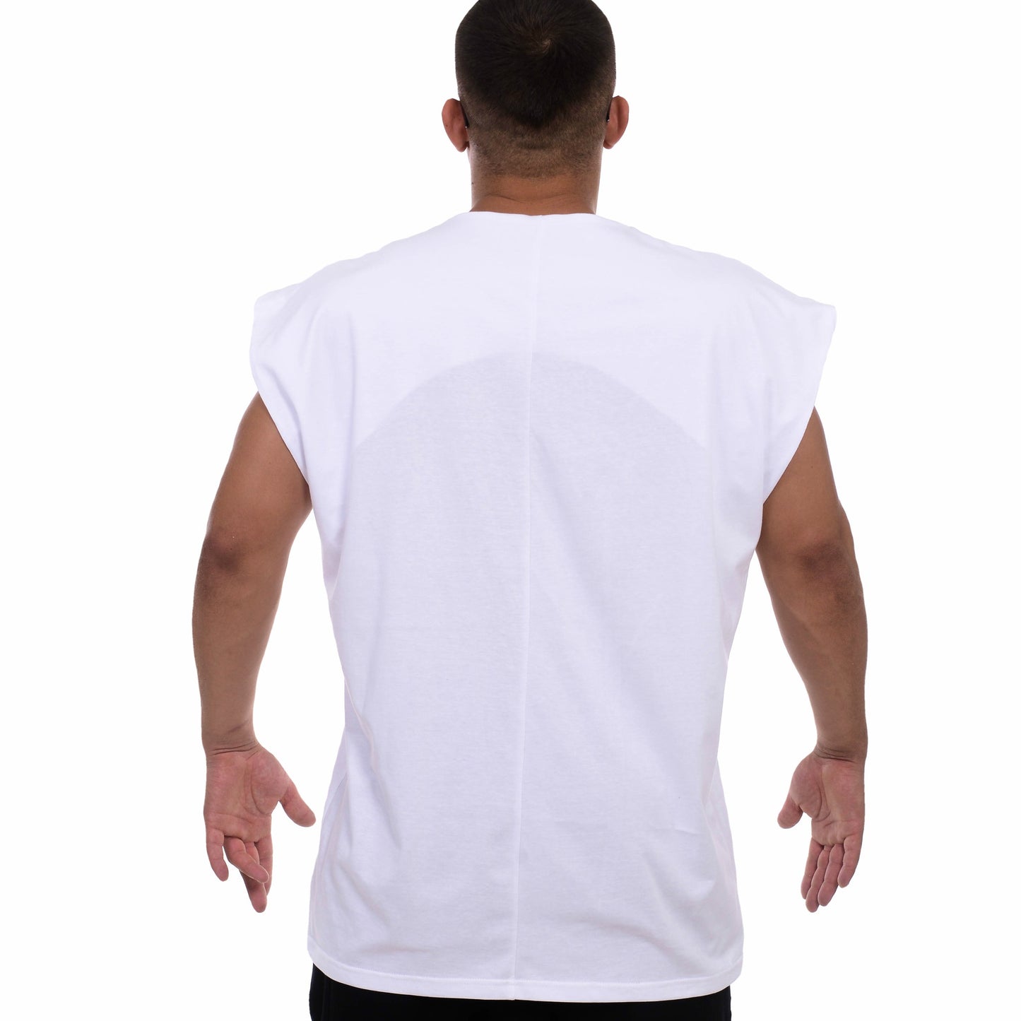 Tricou alb oversized fara maneca TA11
