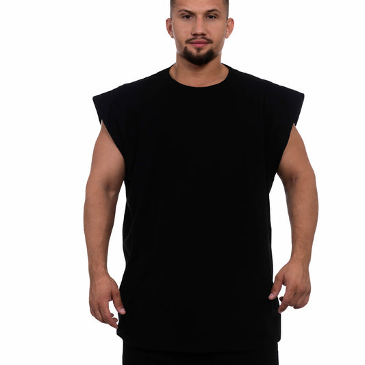 vagabond reflectss asimetrix Tricou negru oversized fara maneca