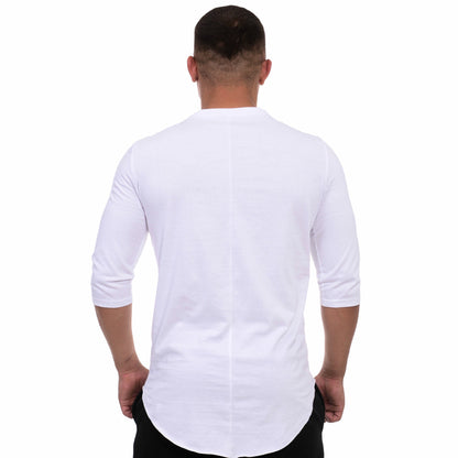 Tricou alb cu maneca pana la cot si buzunar negru cu fermoar vagabond reflectss asimetrix