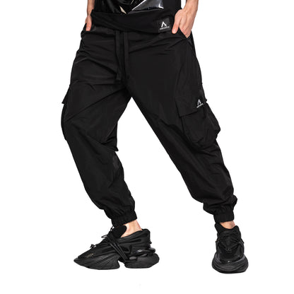 vagabond reflectss asimetrix pantaloni negri cu tur lasat