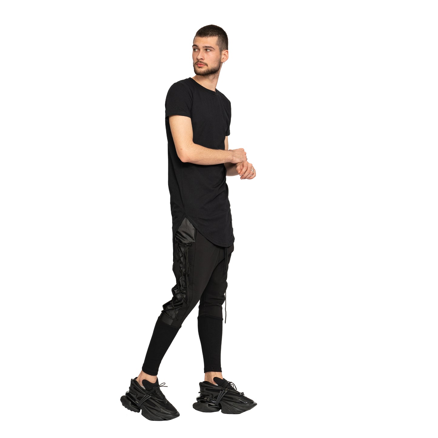 reflectss vagabond tricou barbatesc negru long line perforat