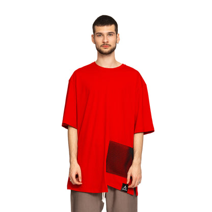 vagabond reflectss tricou rosu supradimensionat asimetric cu buzunar din plasa